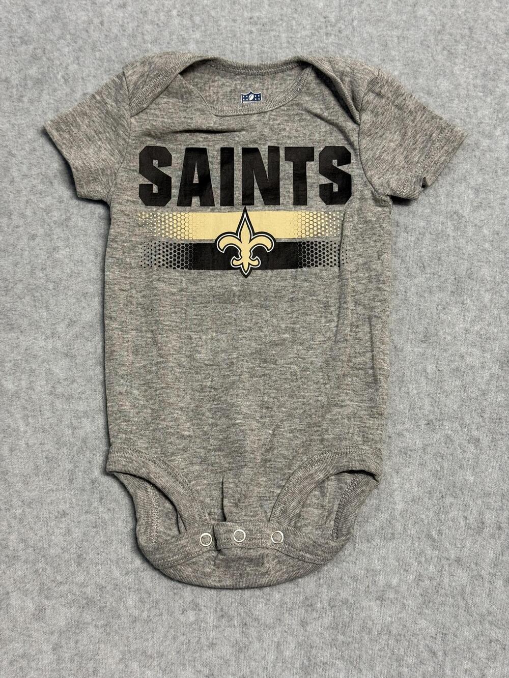 New Orleans Saints Shirt Bodysuit Boys 0-3 Months Gray NFL Football Brees 9